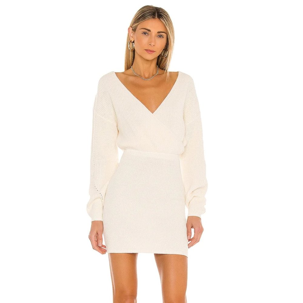 Tularosa | Mia Surplice Mini Dress in Ivory